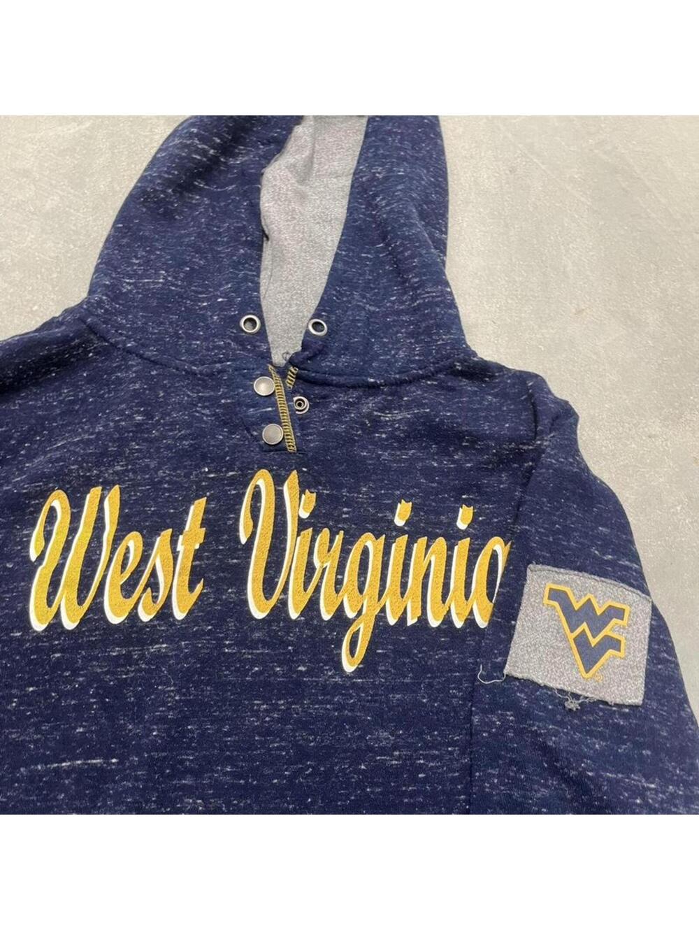 West Virginia WVU Hoodie Womens Large Colosseum Blue Pullover Sweatshirt